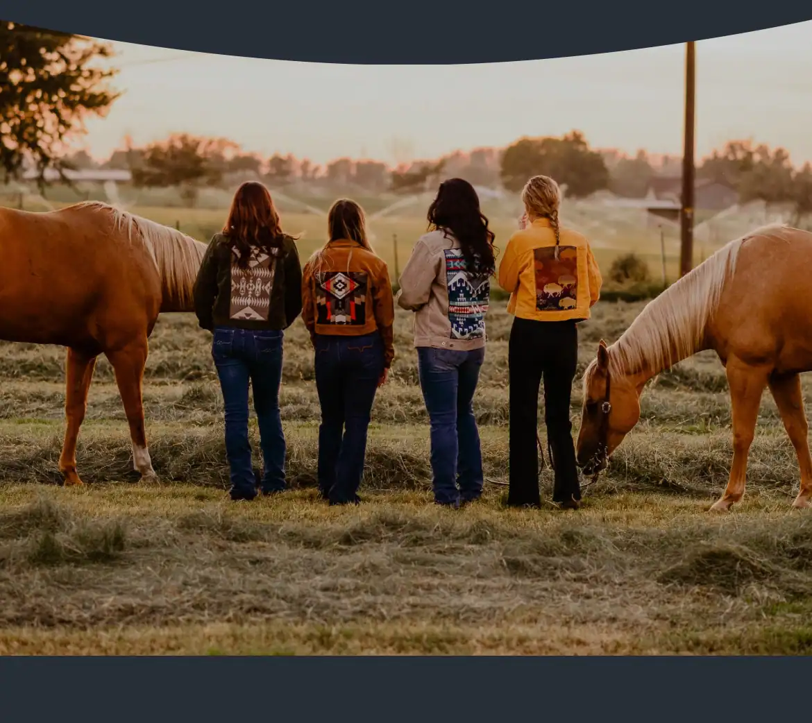 Kelly's and her friends showing off their Branded Belle jackets and demonstrating how you can start your own business at any age